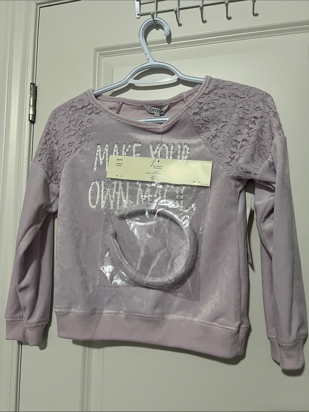 George Lavender Lace-Shoulder Crewneck Sweatshirt